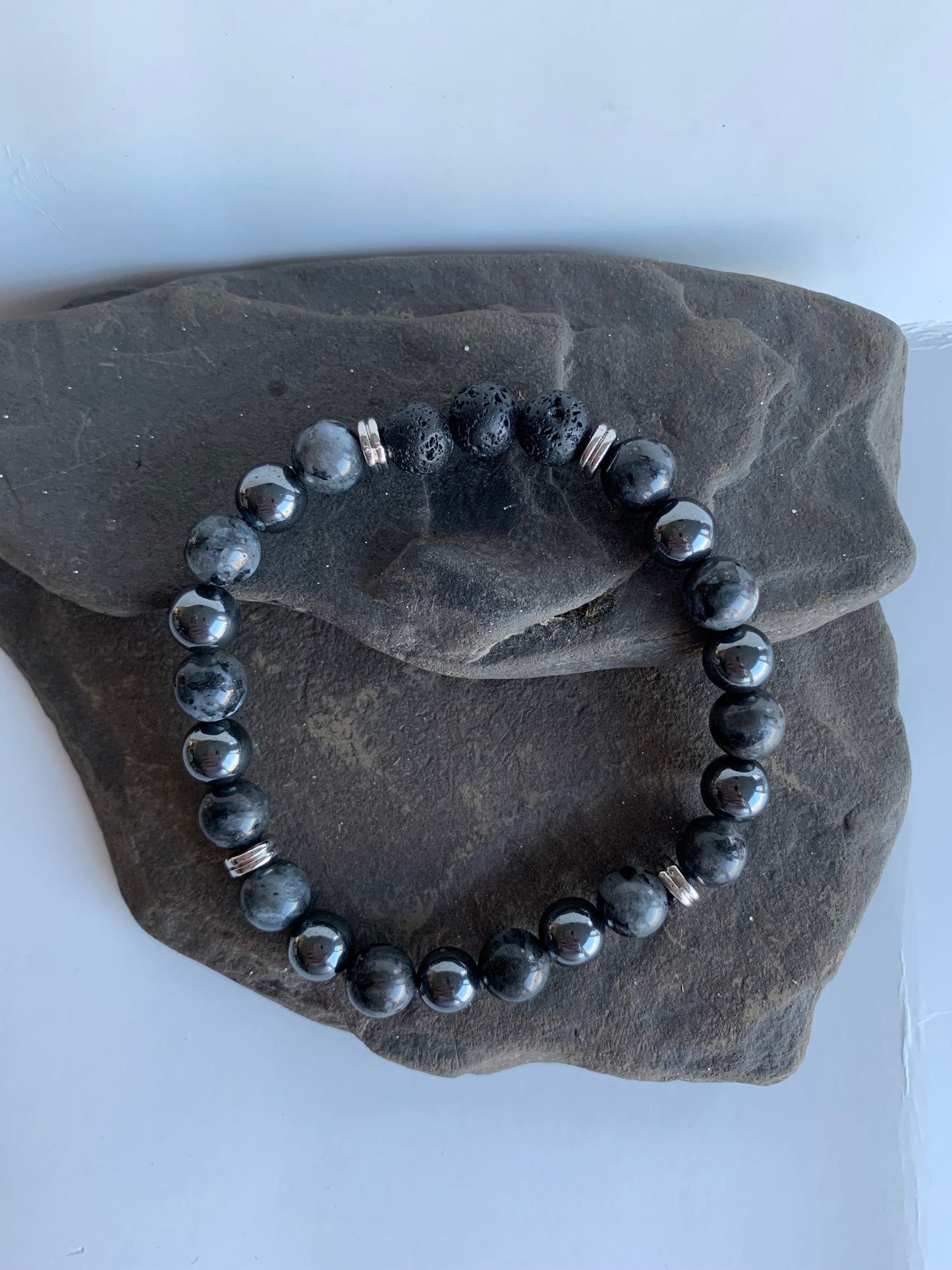 Black Labradorite and Hematite for Men Genuine Crystal Energy Bracelet