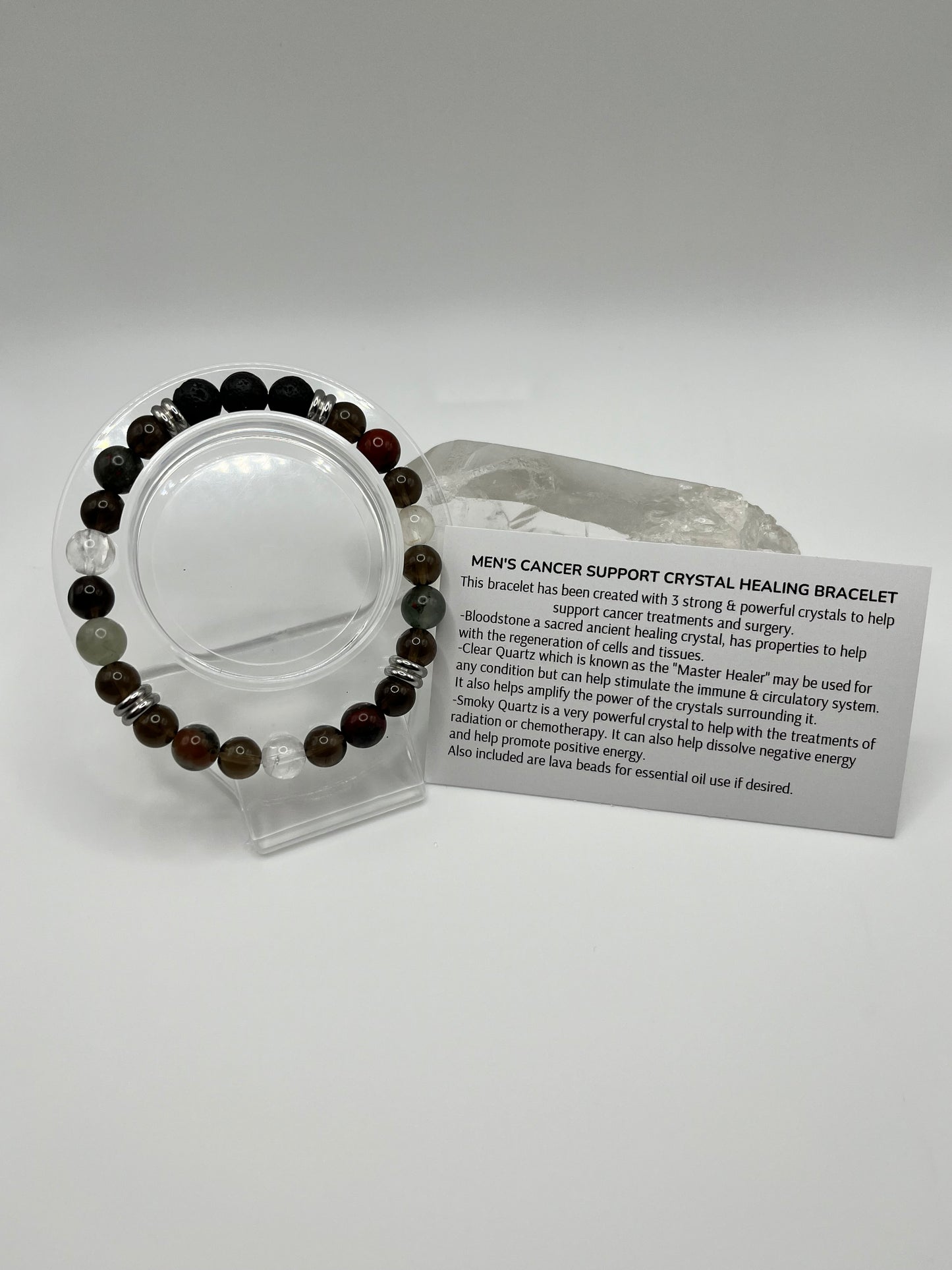 Cancer Support for Men Genuine Crystal Energy Bracelet