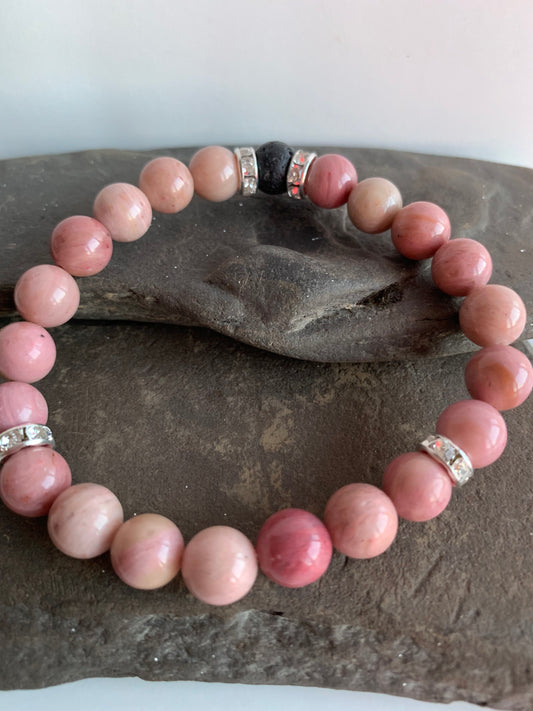 Pink Rhodonite Genuine Crystal Energy Bracelet