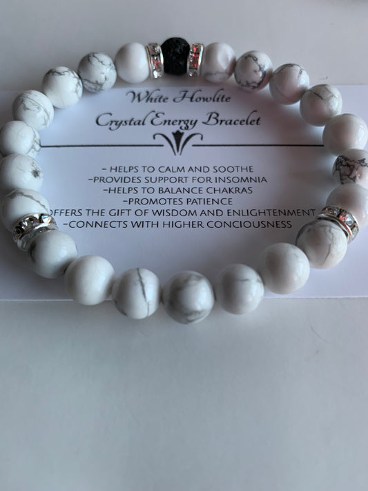 White Howlite Genuine Crystal Energy Bracelet