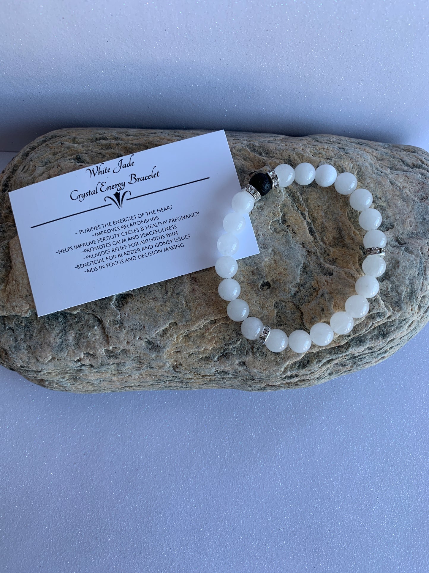 White Jade Genuine Crystal Energy Bracelet